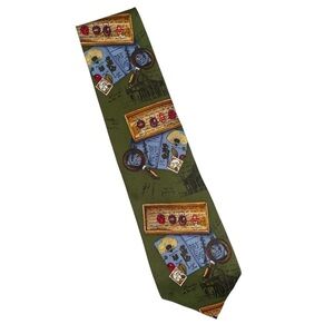 Vintage novelty Silk tie geography teacher history travel biology science artsy